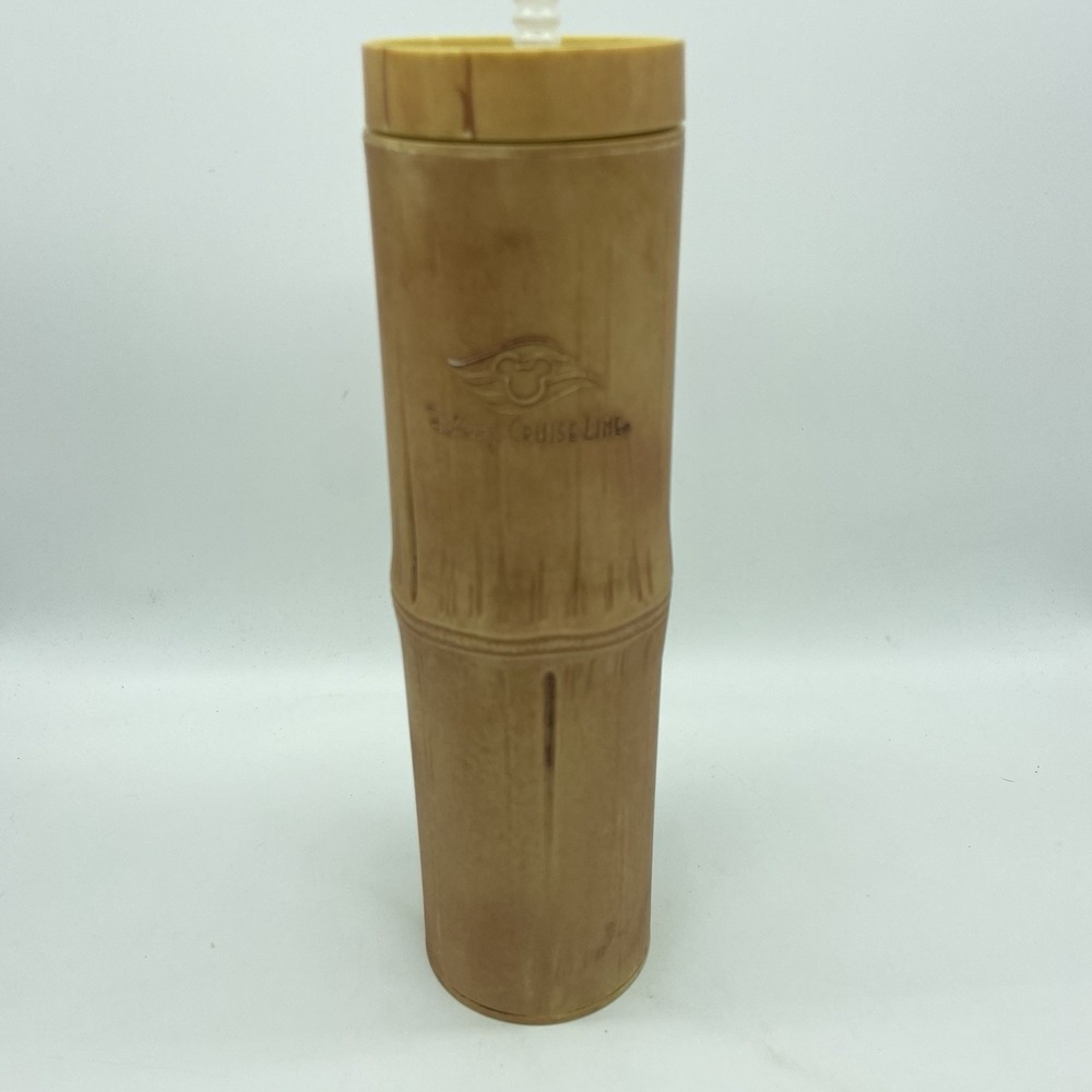 Disney Cruise Line Bamboo Style Tiki Tumbler‎ With Straw